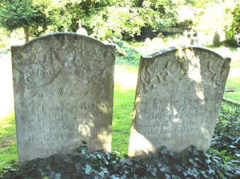 Mary and And French pair of headstones late 18th century. West side of old  churchyard. I(n Memory of  /  Mary Daughr of Robert  /  and Mary French  /  who departed this life  /  the 17th of June 1791  /   Aged 26 Years. In memory  /  of Ann the Daughter of  /  Robert and  /  Mary French  /  who departed this Life  /  on the 31st of May 1786  /  Aged 24 Years